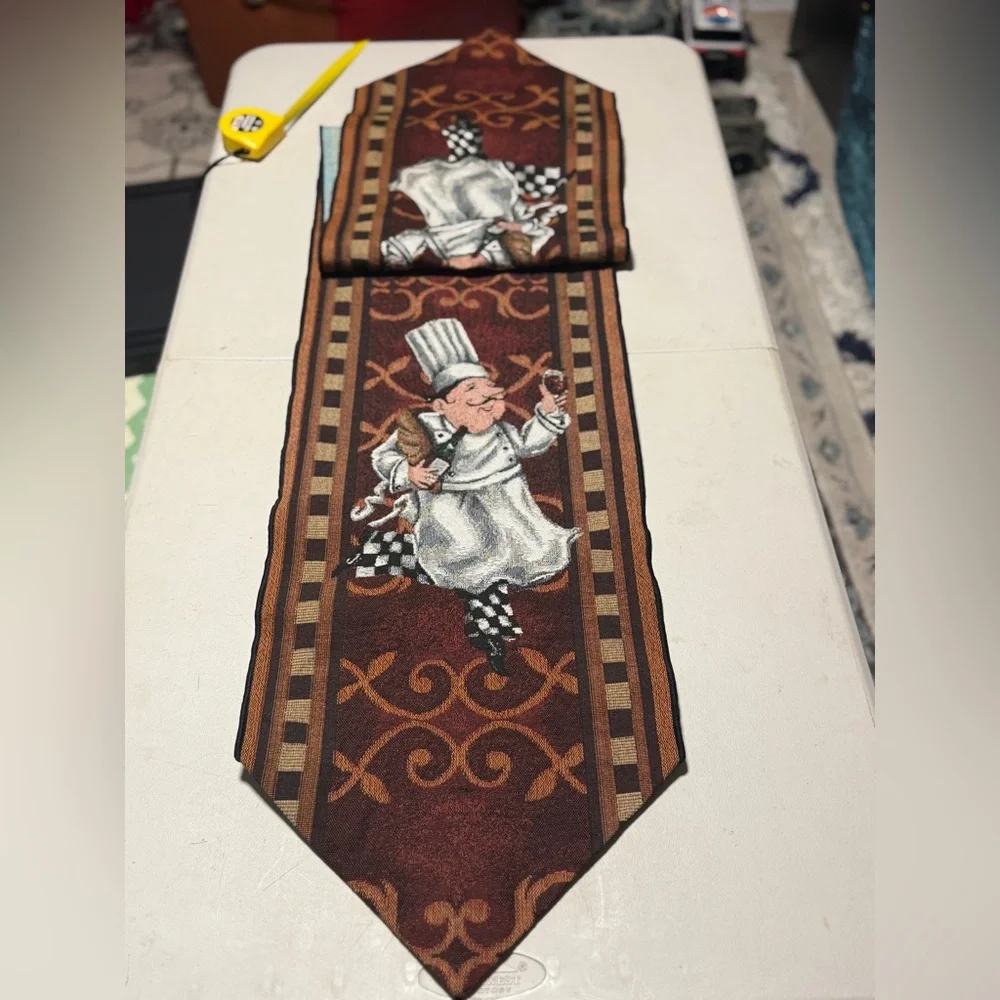 Chef-Themed Brown Table Runner